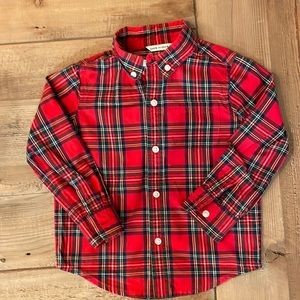 Janie + Jack Red Tartan Button-Down. Size 2T.
